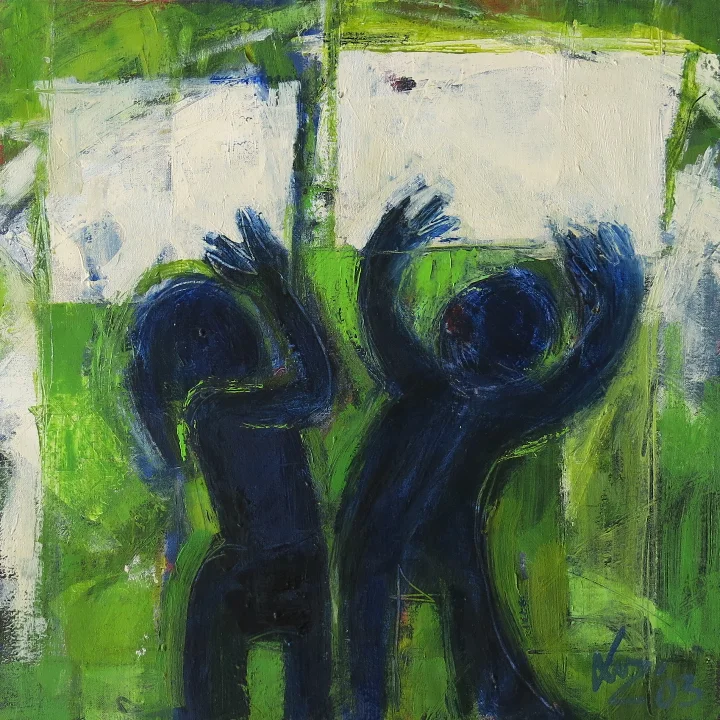 Cushion Fight (2003) — painting by Luz David von Franquemont
